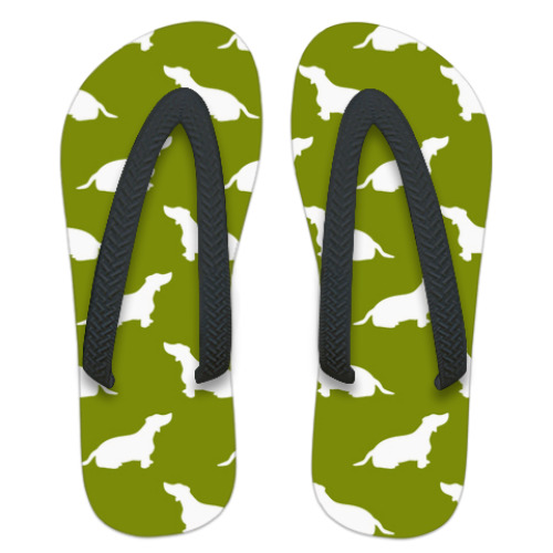 Шлепанцы (сланцы) с принтом Таксы