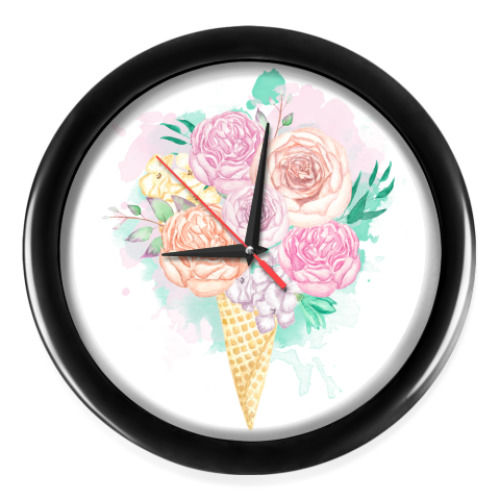 Настенные часы с принтом Цветочное угощение