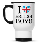 Кружка-термос белая I love british boys