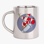 Новогодний принт с Дедом Морозом. Санта на скейте