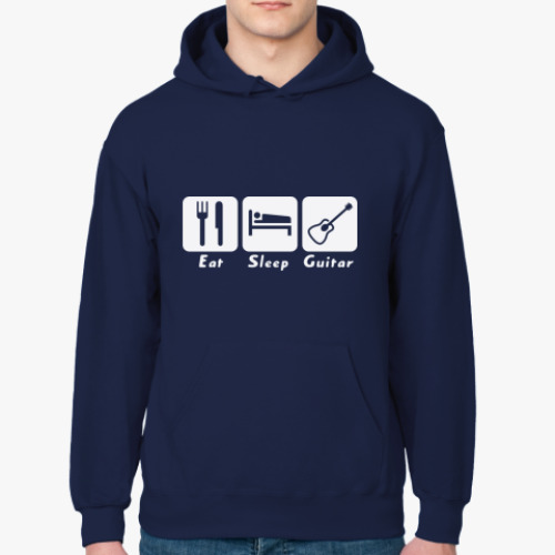 Толстовка худи с принтом Eat Sleep Guitar