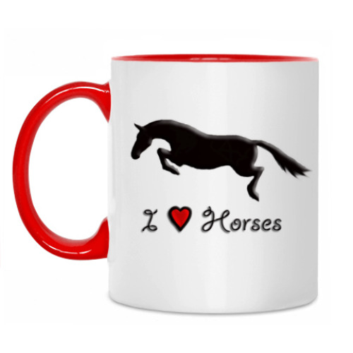 Кружка с принтом I Love Horses