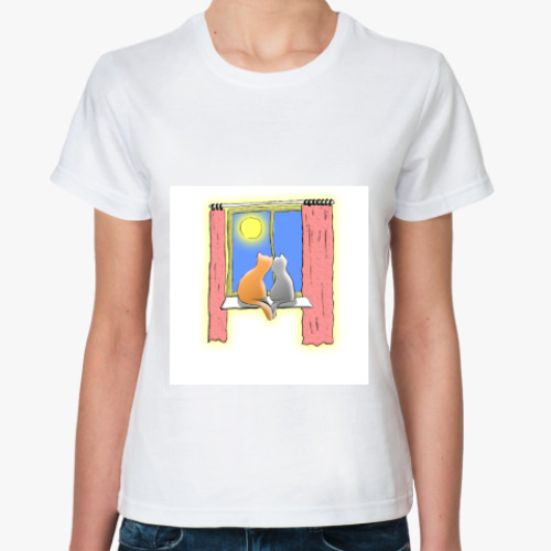 Классическая футболка с принтом Кошки