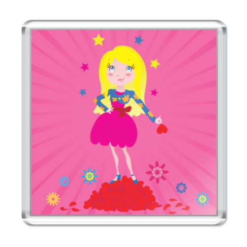 Магнит с принтом  Супер-девочка