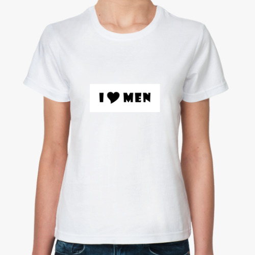 Классическая футболка с принтом I love men