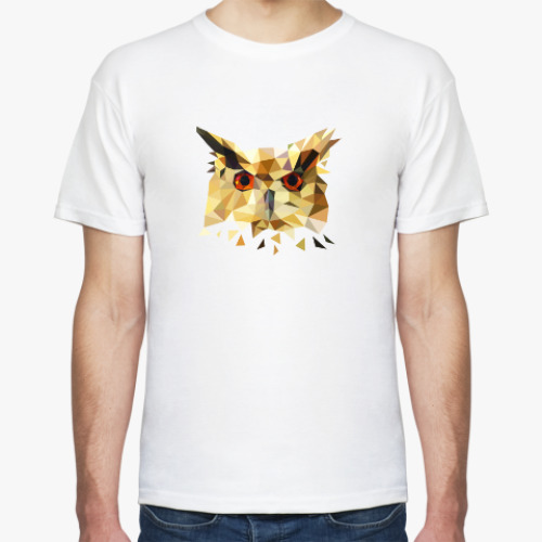 Футболка с принтом Сова. lowpoly