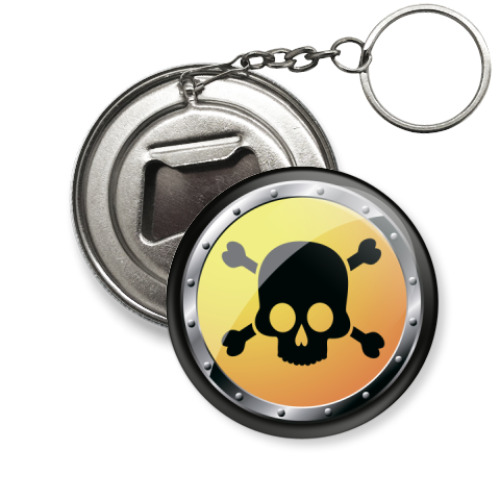 Брелок-открывашка с принтом Череп и кости