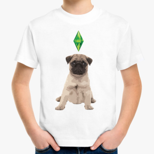 Детская футболка с принтом Мопс, The sims
