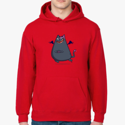 Толстовка худи с принтом Бесокот — Пятничный Котик №43