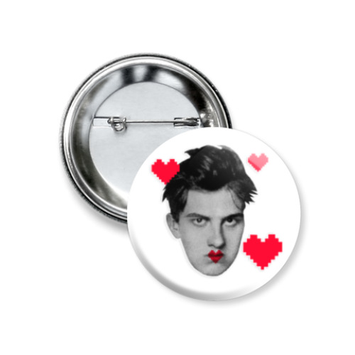 Значок 37мм с принтом Маяковский is love