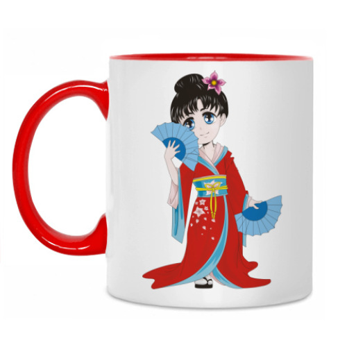 Кружка с принтом Чиби гейша