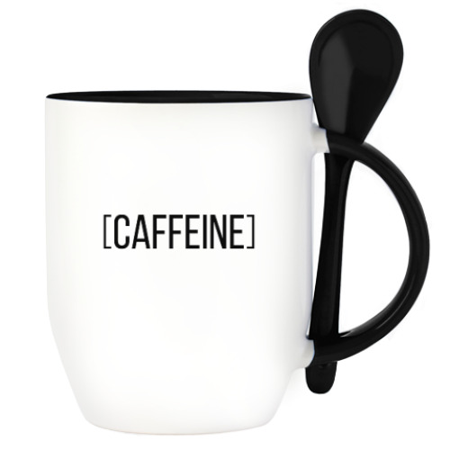 Кружка с ложкой с принтом Caffeine
