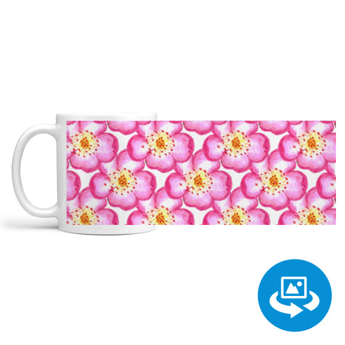 Кружка (круговая запечатка) с принтом Цветы