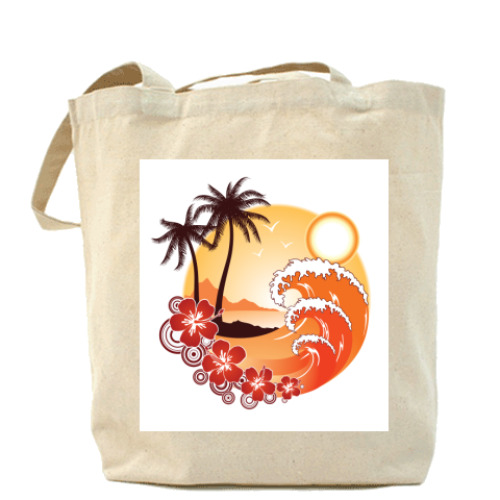 Сумка шоппер с принтом  'Тропики'