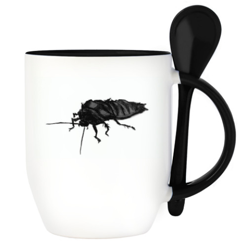 Кружка с ложкой с принтом Мадагаскарский таракан