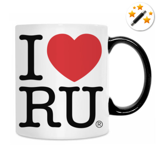 Кружка-хамелеон с принтом Я люблю Россию