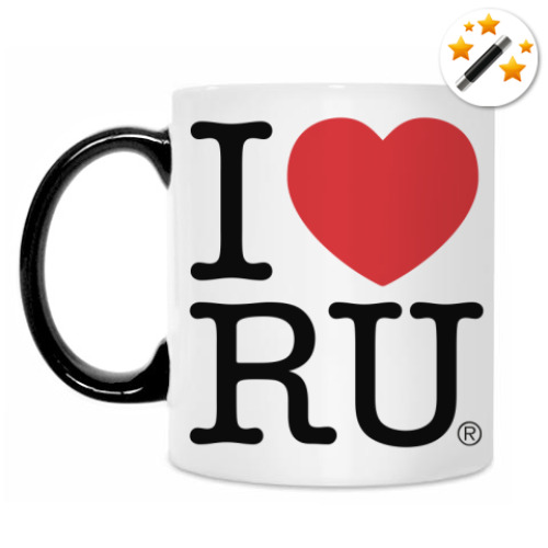 Кружка-хамелеон с принтом Я люблю Россию