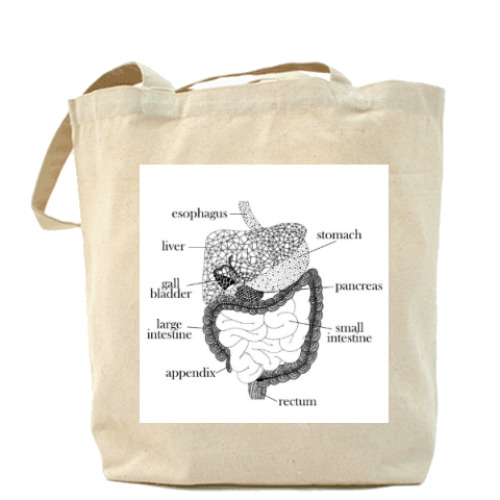 Сумка шоппер с принтом Пищеварительная система