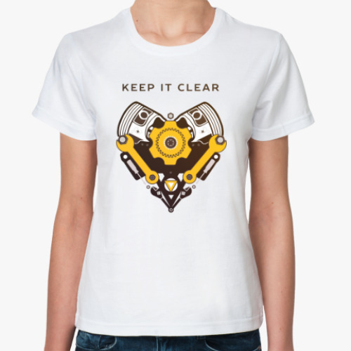 Классическая футболка с принтом Сердце механика