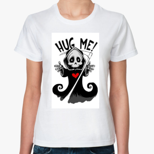 Классическая футболка с принтом Hug Me,  Обними Меня