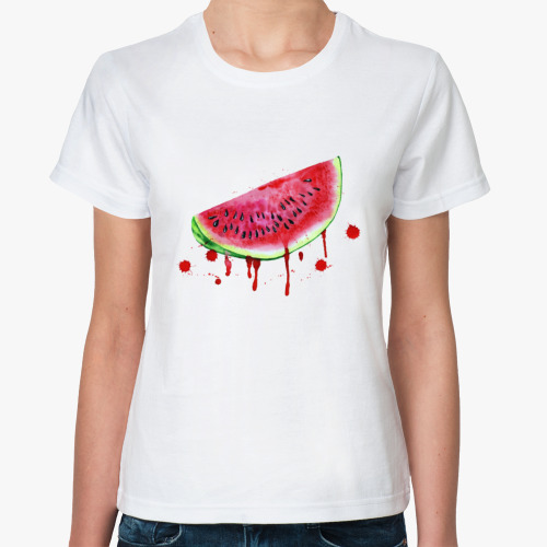 Классическая футболка с принтом Сочный арбуз