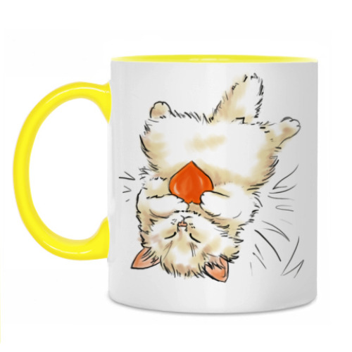 Кружка с принтом Котенок с сердцем