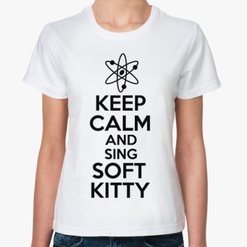 Классическая футболка с принтом Keep calm and sing SOFT KITTY