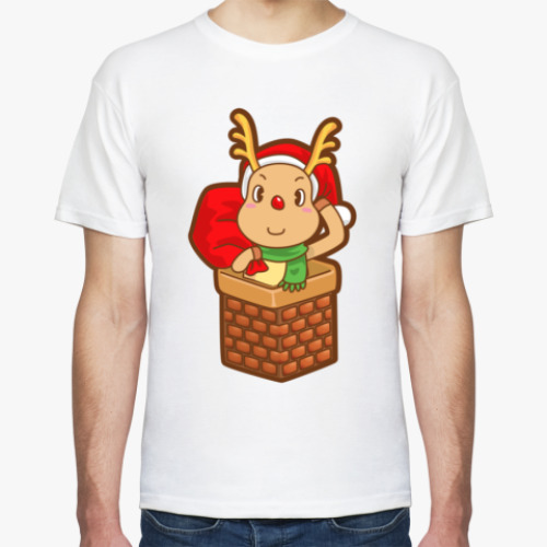 Футболка с принтом Олененок Санты