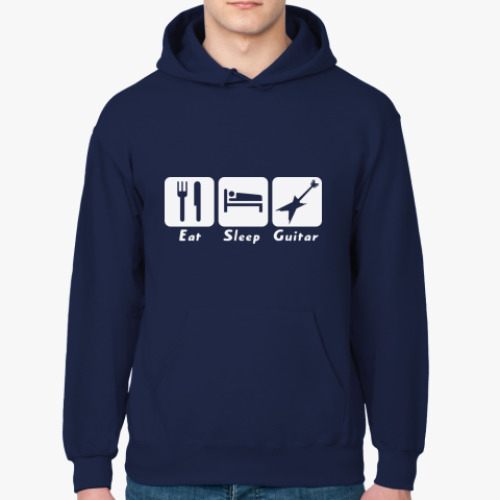 Толстовка худи с принтом Eat Sleep Guitar