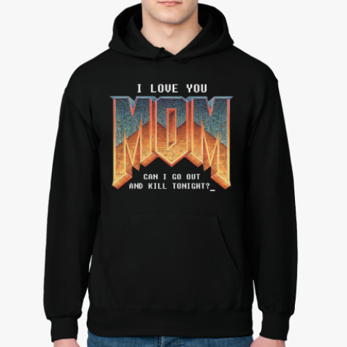 Толстовка худи с принтом I Love You MOM! в стиле DOOM