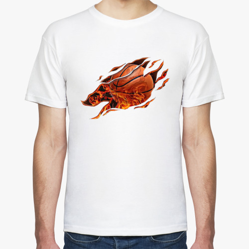 Футболка с принтом Огненный Баскетбол!