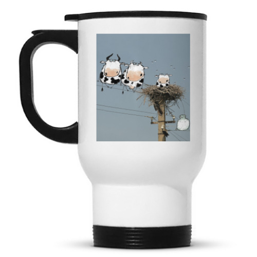 Кружка-термос с принтом Коровы