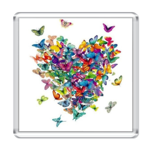 Магнит с принтом  Сердце из бабочек