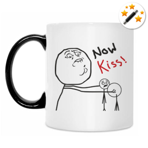 Кружка-хамелеон с принтом Now kiss