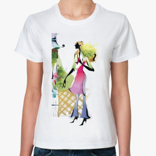 Классическая футболка с принтом Девушка