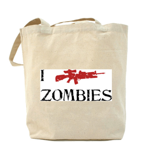 Сумка шоппер с принтом  I mgun ZOMBIES