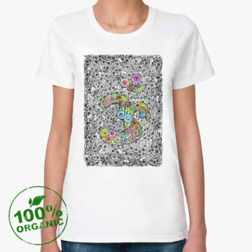 Женская футболка из органик-хлопка с принтом Священный символ ОМ (АУМ)