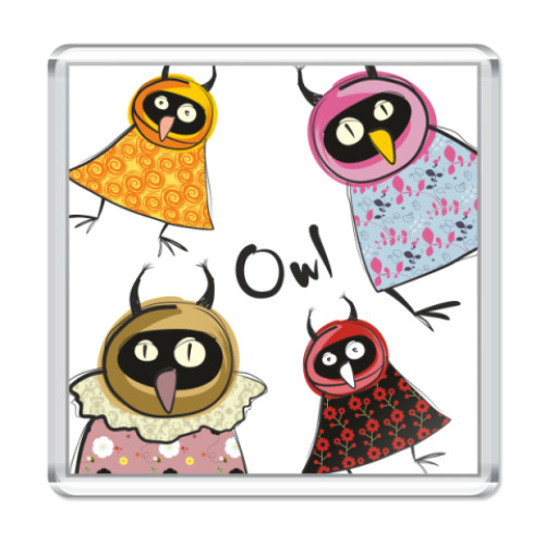 Магнит с принтом  'Совы'