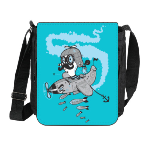 Сумка на плечо (мини-планшет) с принтом Crazy pilot