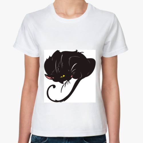 Классическая футболка с принтом Black cat
