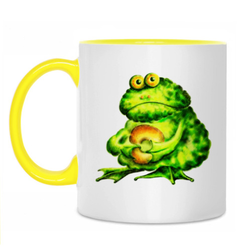 Кружка с принтом 'Жаба с бубликом'