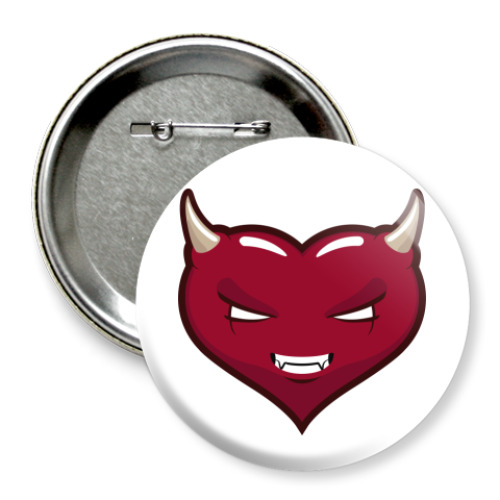 Значок 75мм с принтом сердце-дьявол