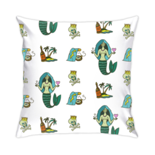 Подушка с принтом Морская тема