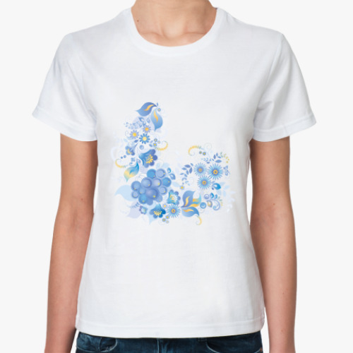 Классическая футболка с принтом Цветы