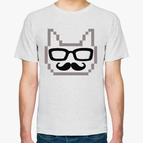Футболка с принтом cat+glasses+mustache=love