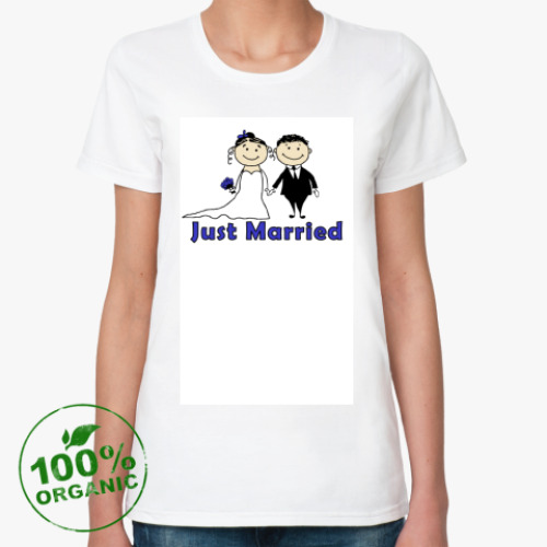 Женская футболка из органик-хлопка с принтом just married