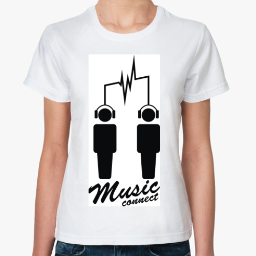 Классическая футболка с принтом Music connect