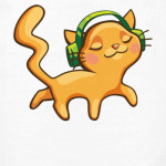 Рыжий кот меломан в наушниках