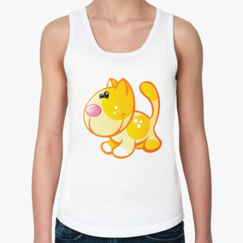 Женская майка с принтом Рыжий кот приносит счастье