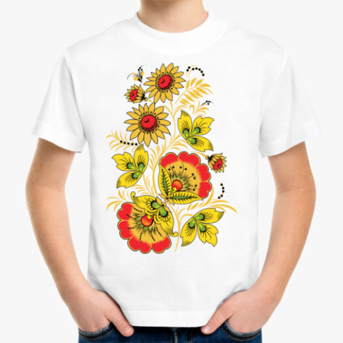 Детская футболка с принтом Узор Хохлома